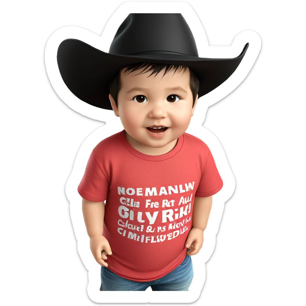 chubby boy in stylish hat sticker