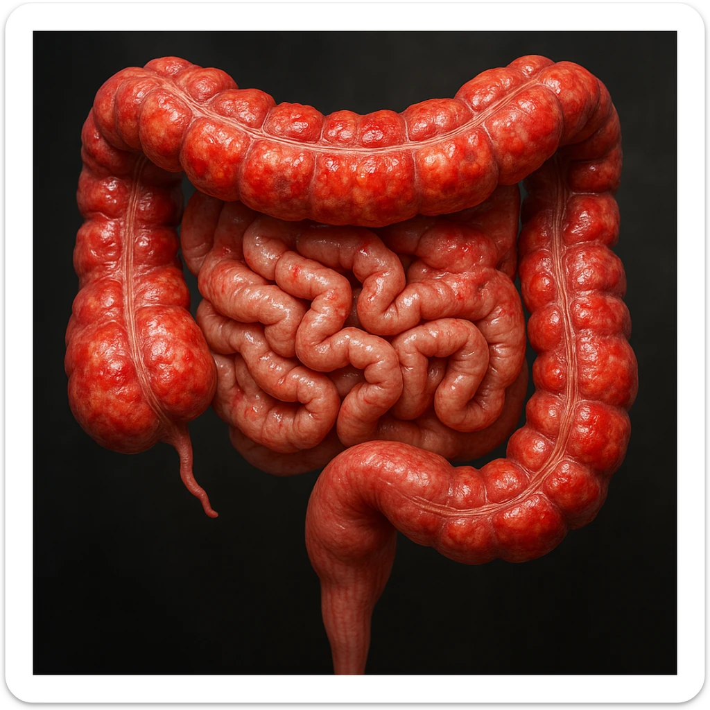 intestino umano anatomico realistico infiammato iperrealistico 4k sticker