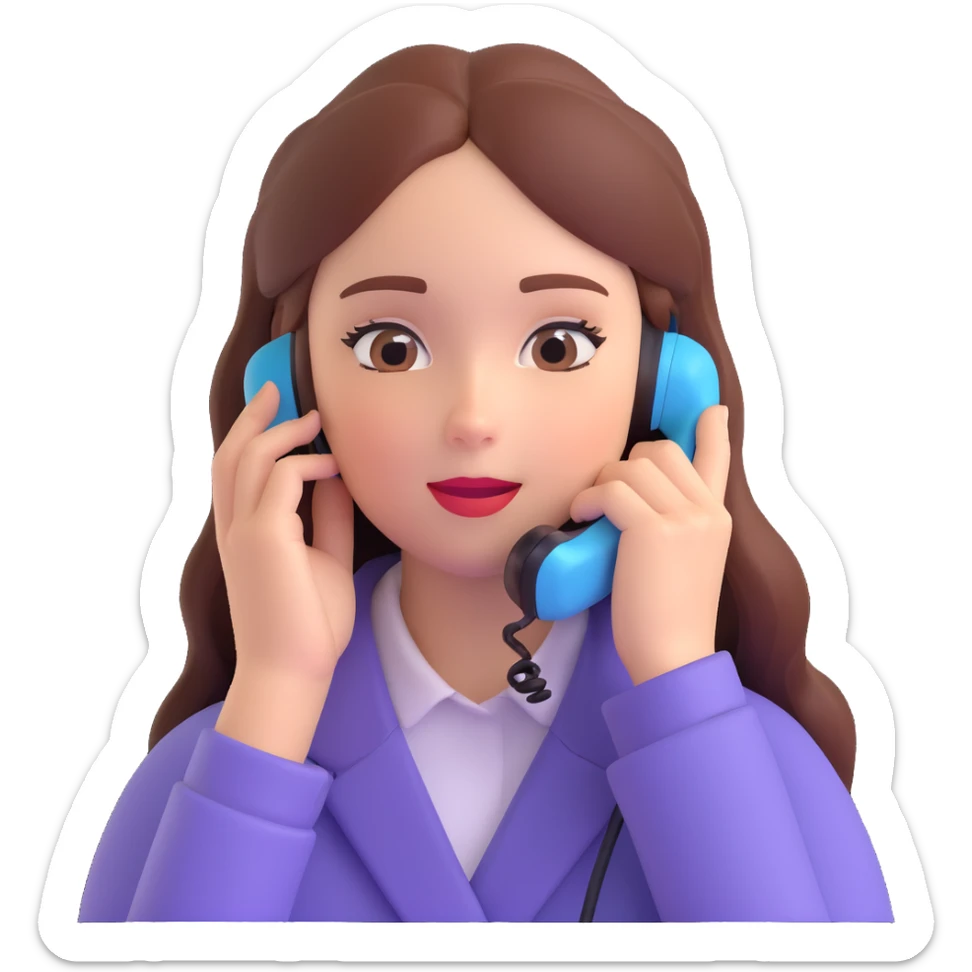 girl talking on phone bedroom background, close up pose sticker