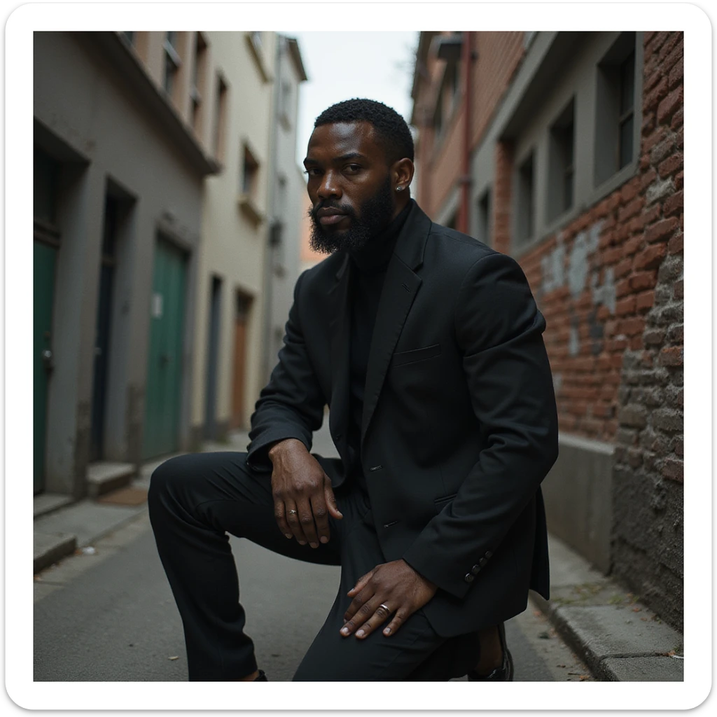 Tiakola posed on the cover of the album Mélo, urban atmosphere, dark colors, realistic style, artistic background inspired by the original cover, no text sticker