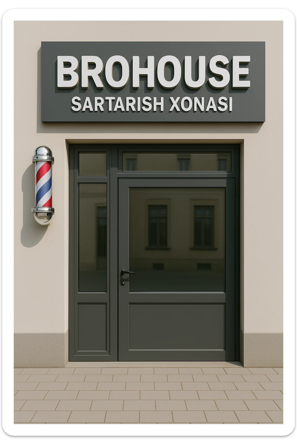 shu sartarosh xonani eshigi yopiq xolatda chizib bergon sticker