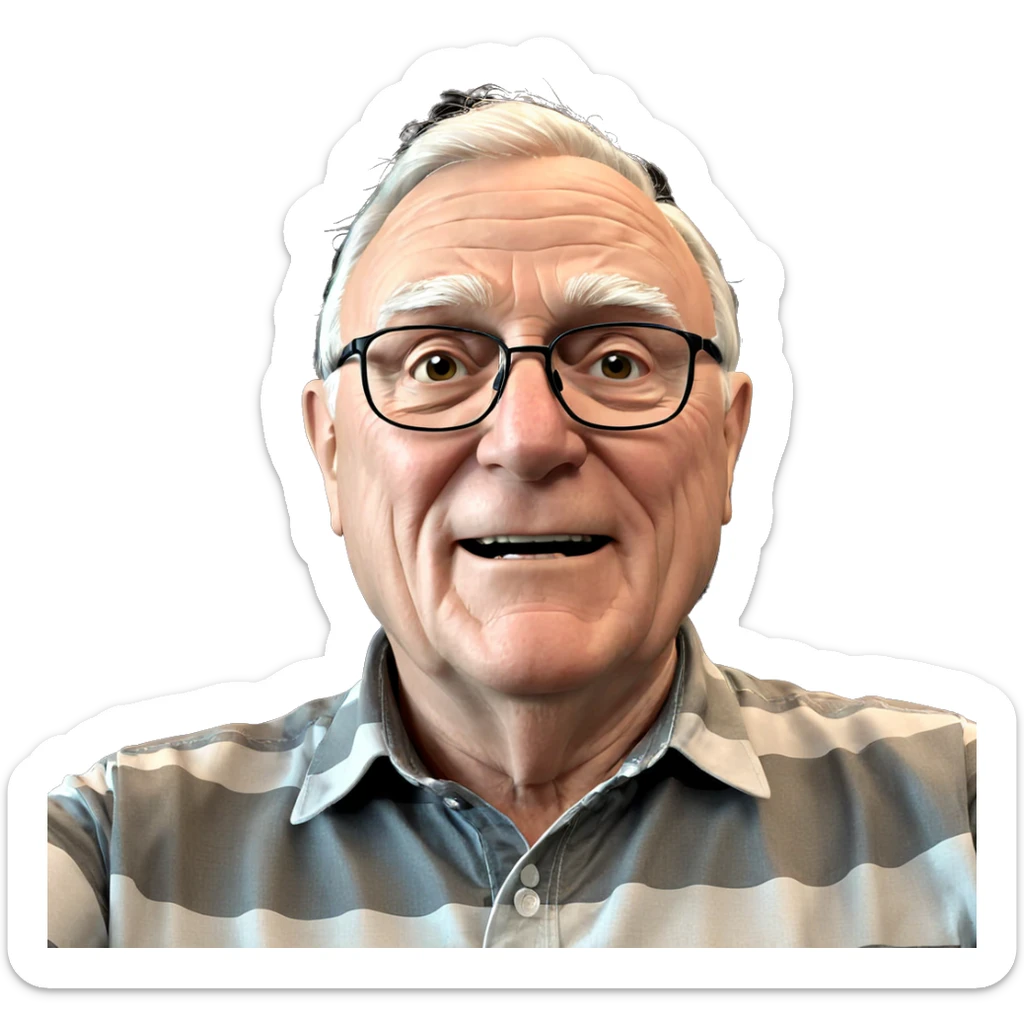 old man in striped shirt sticker