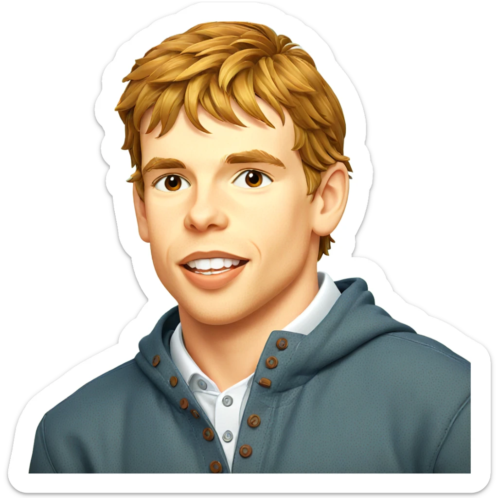 smiling boy with brown hair sticker