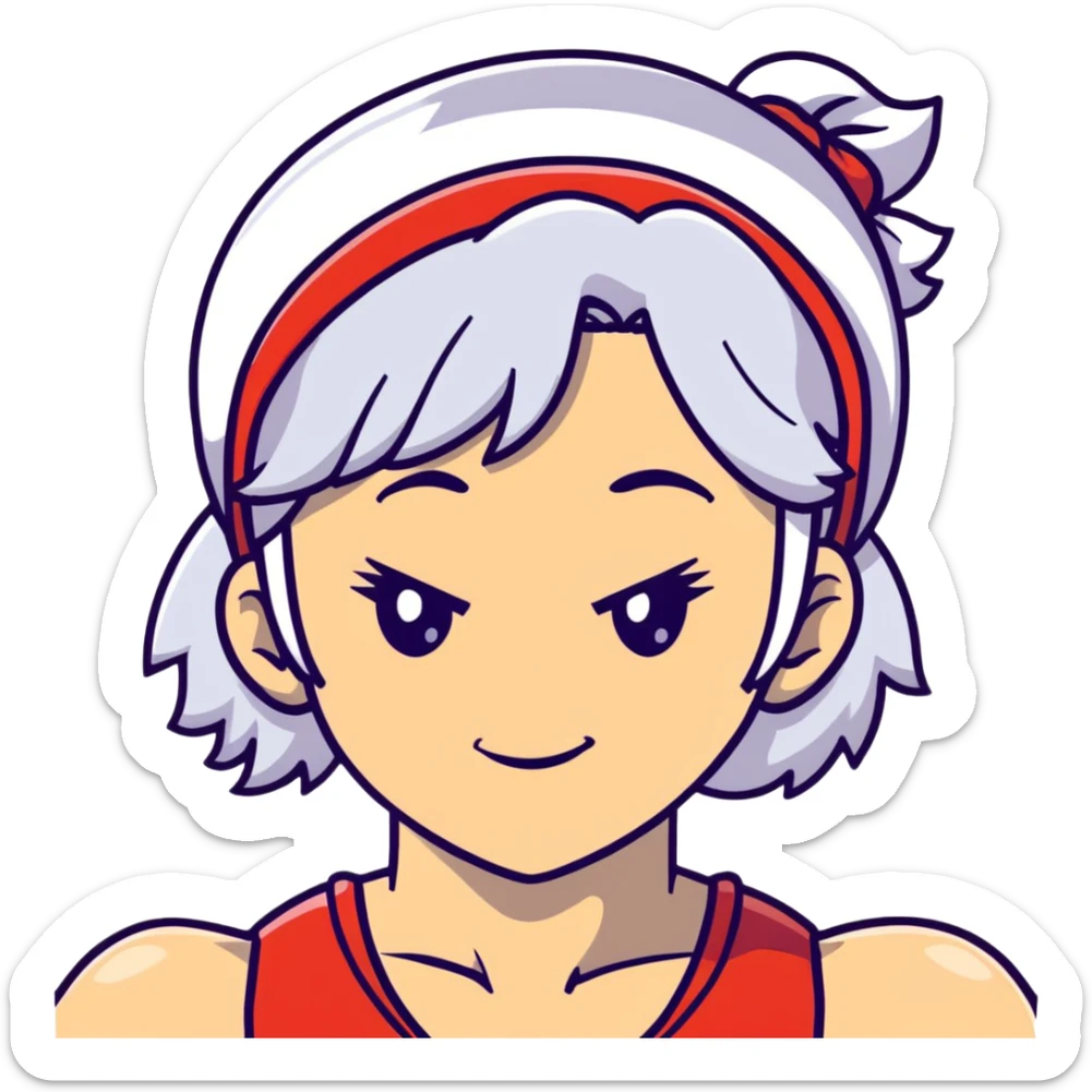 Tengen Uzui with a smirk, Sound Hashira from Demon Slayer, white hair, headband, muscular sticker