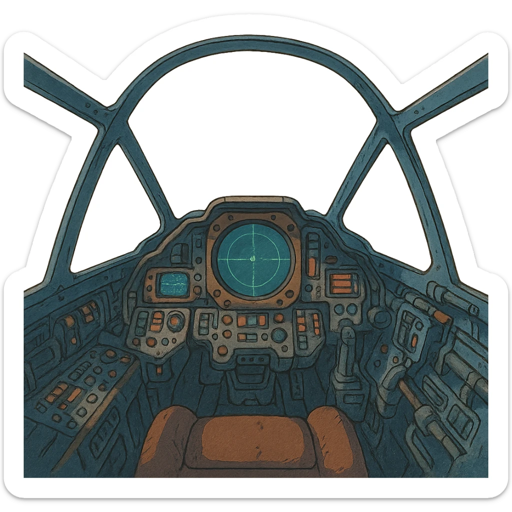 the inside of a spacefighter cockpit sticker