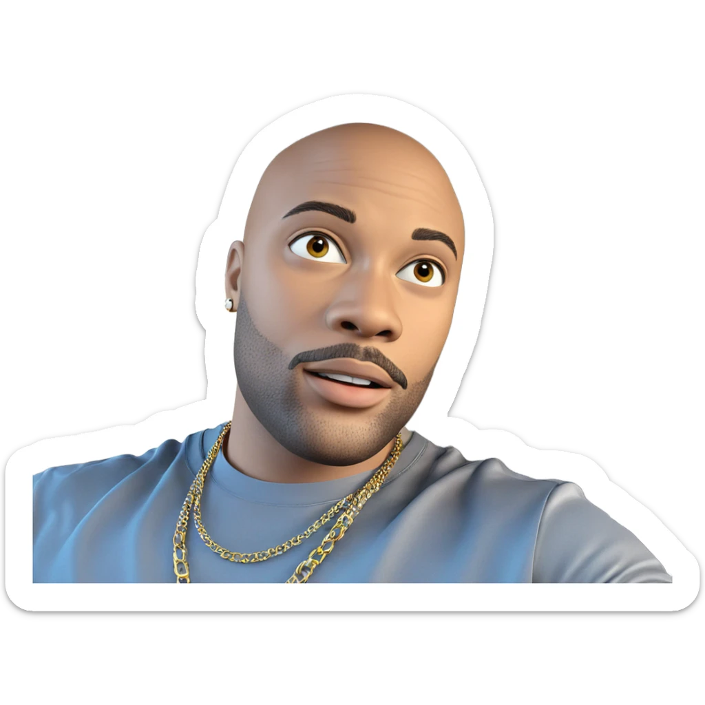 bald man with necklace sticker