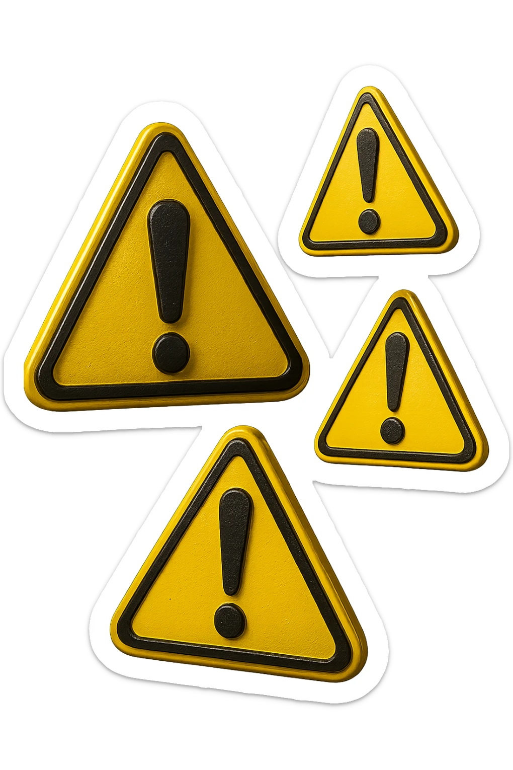 SEGNALI DI PERICOLO CON PUNTO ESCLAMATIVO 3D FLUTTUANO IN ARIA, IPERREALISTICI 4K sticker