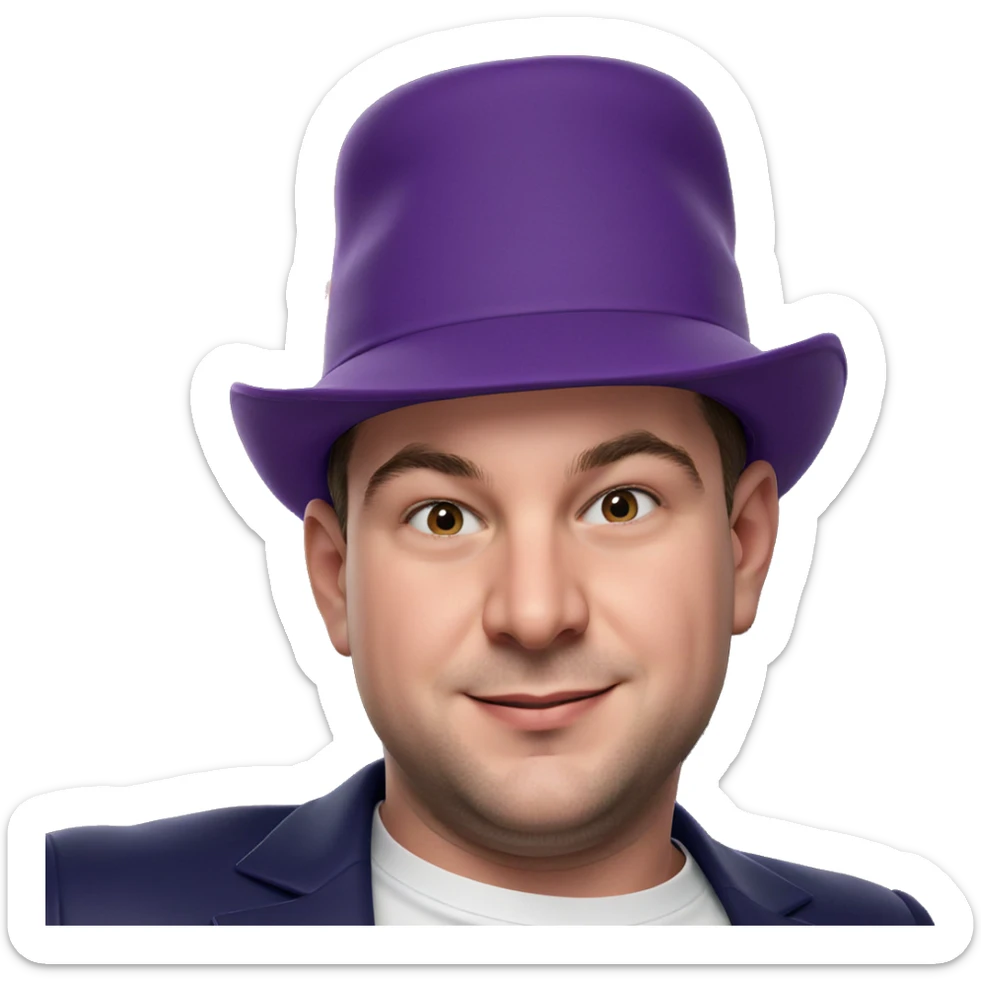 smiling boy in purple hat sticker