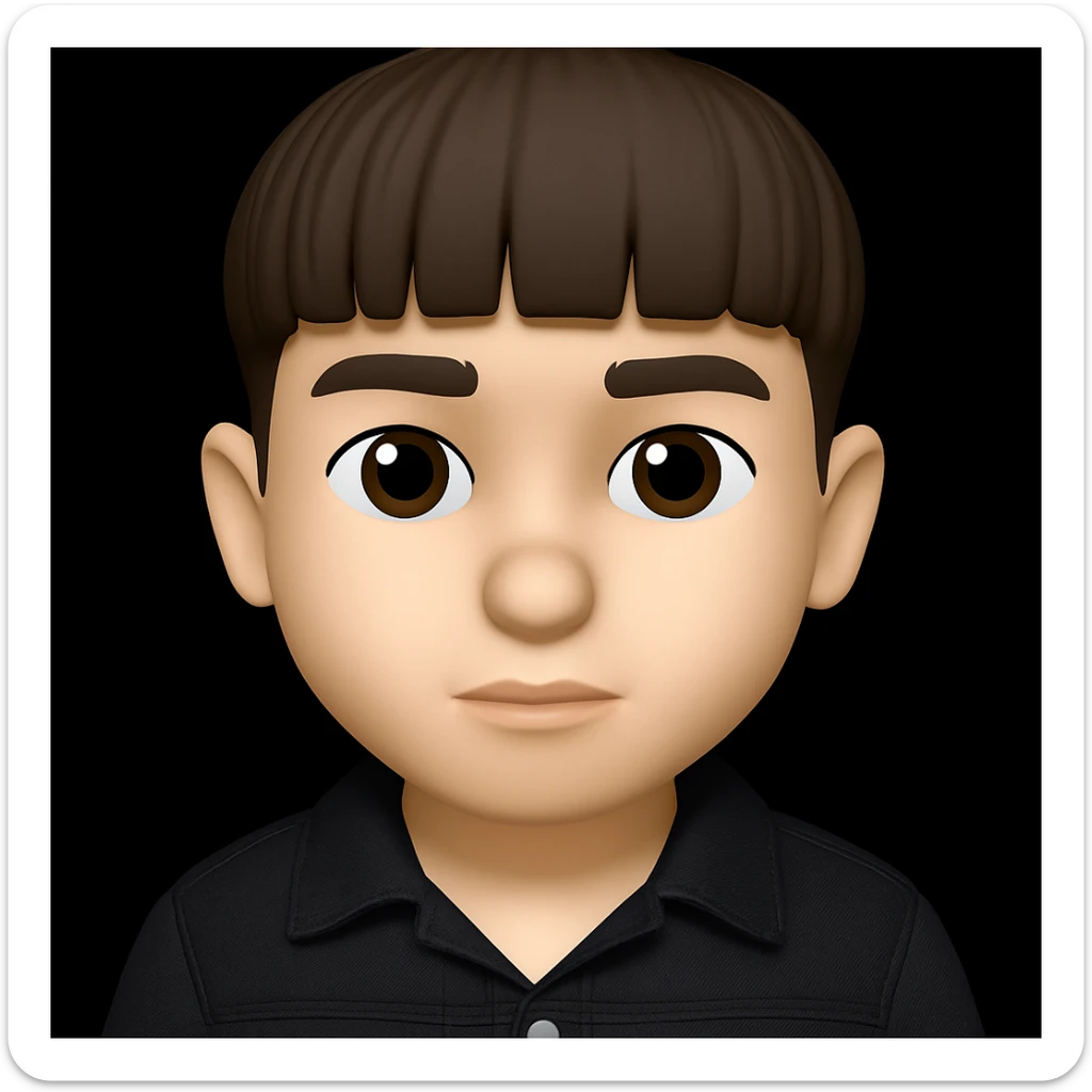 Change only the boy's outfit to a black denim jacket. Do not change the boy's face, body shape, or any other features. Do not make the boy look fat. Keep everything else exactly the same as the original image. sticker