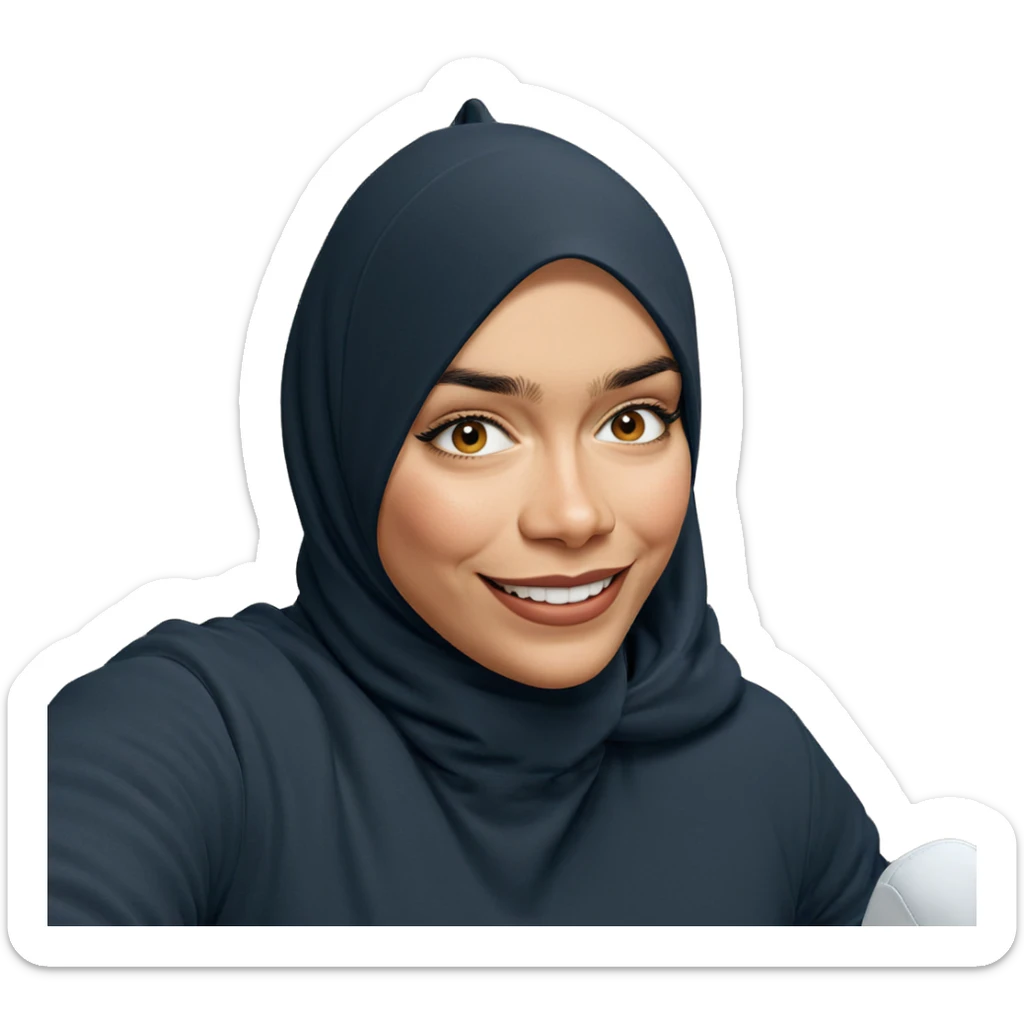 smiling solo indoors with style sticker