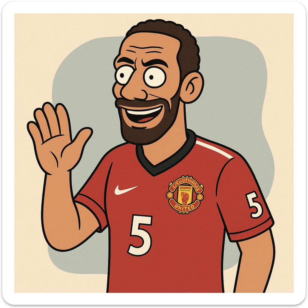 Rio Ferdinand, football icon, cartoon style sticker
