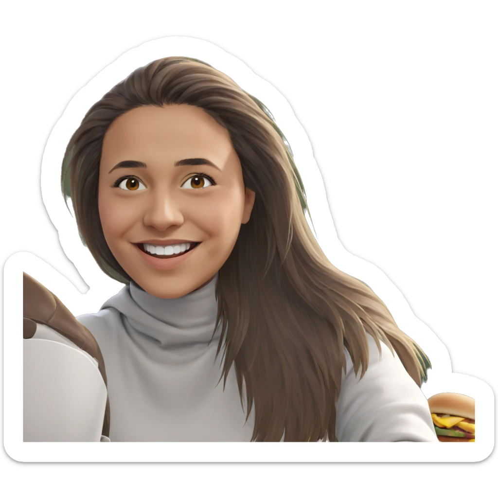 smiling girl enjoying outdoor food sticker