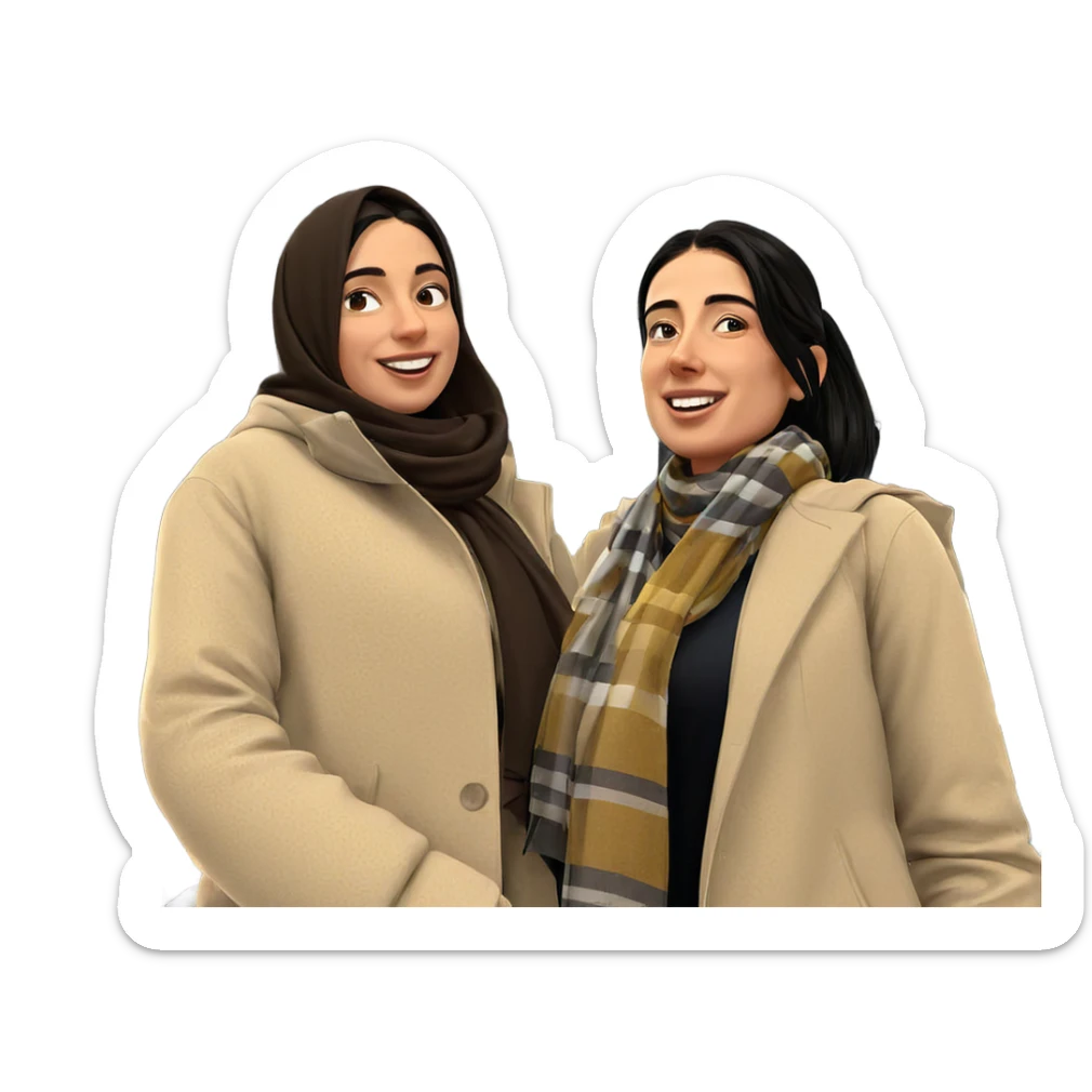 happy girls with scarves sticker