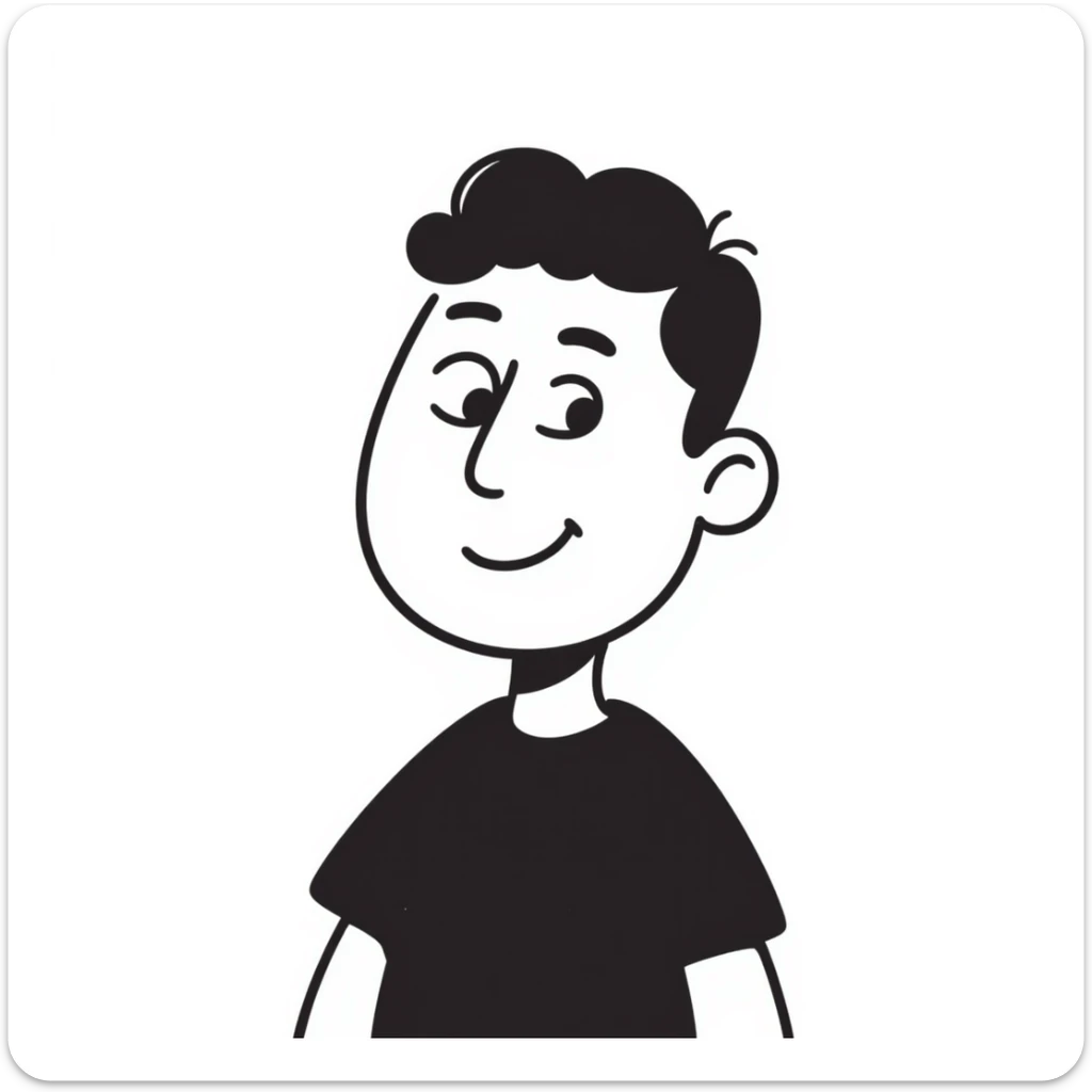 Hispanic adolescent with black buzzcut, no facial hair, mouth open as if saying 'W' sticker