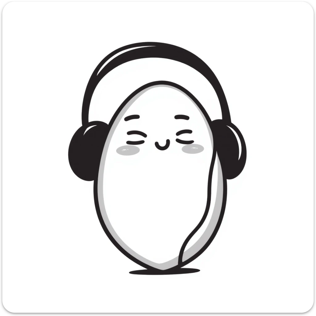 pistachio with headphones and a relaxed vibe, hand drawn doodle style sticker