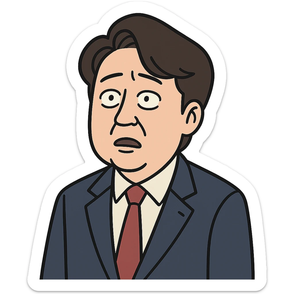 flat toon style portrait of Lee Jun Seok, opposition leader sticker