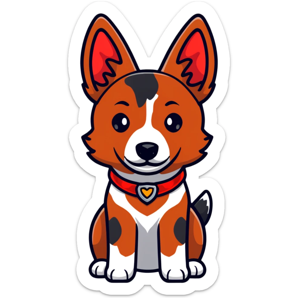 cute red heeler cattle dog head with characteristic red speckled coat and alert expression sticker