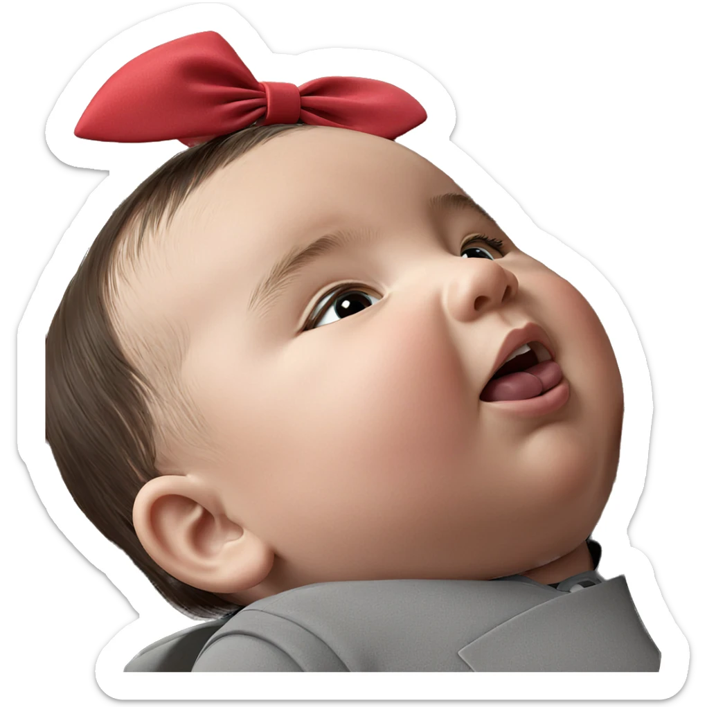 boy and girl with bow sticker