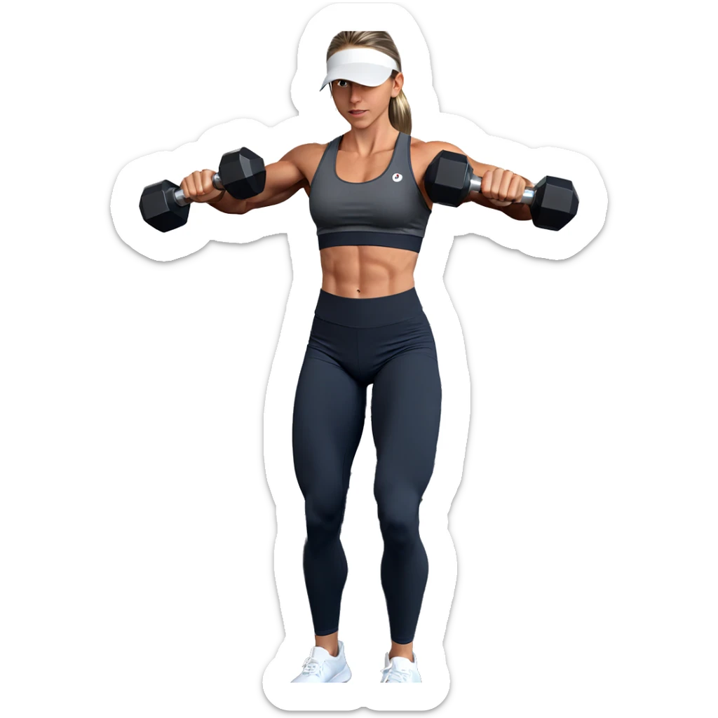 fit girl with dumbbell sticker