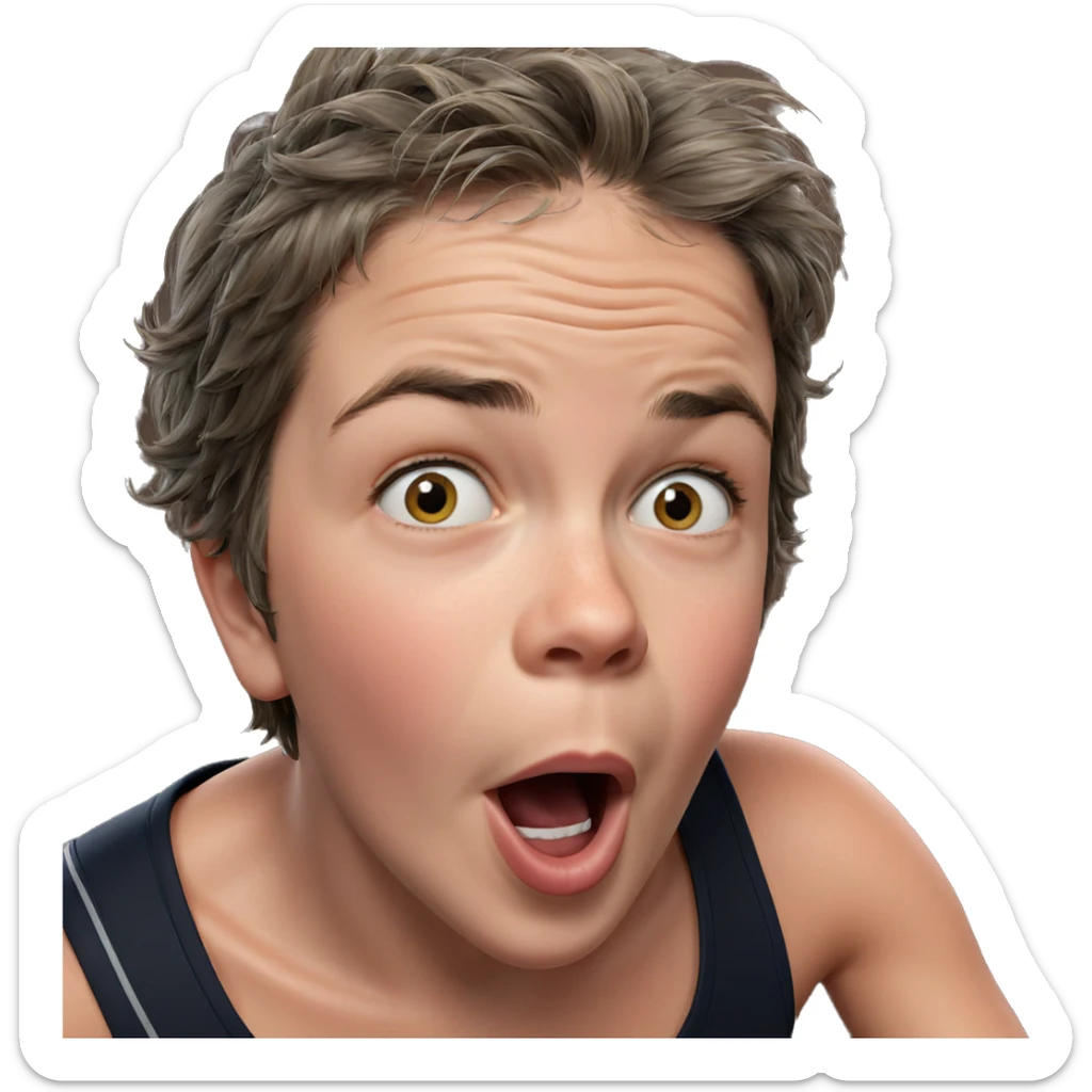 boy with open mouth realism sticker