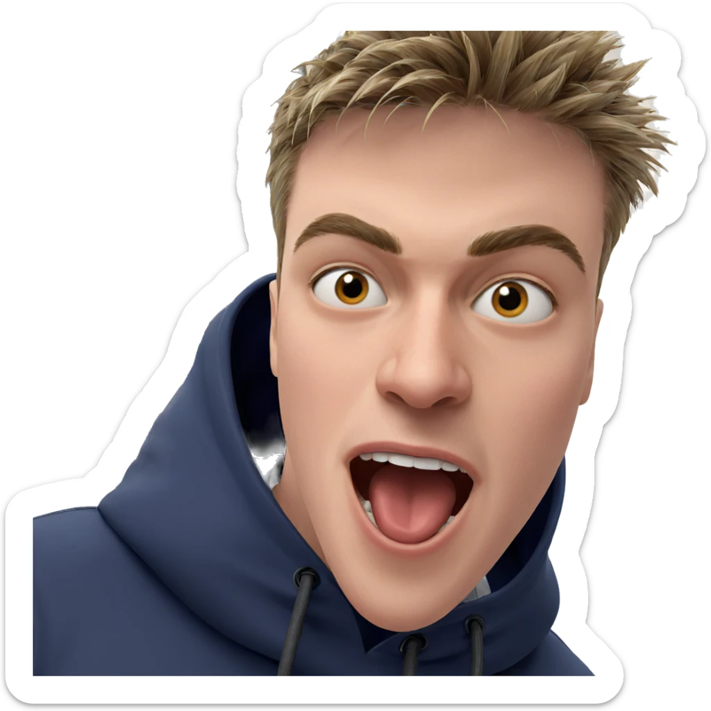 realistic boy with open mouth sticker