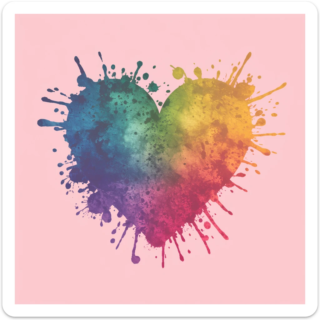 heart with a watercolor splash sticker