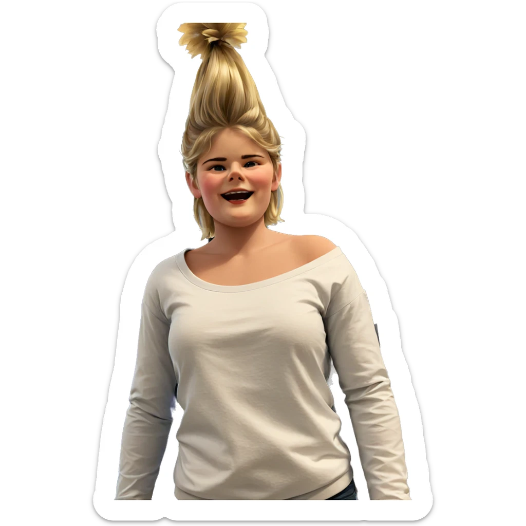 blonde boy by christmas tree sticker