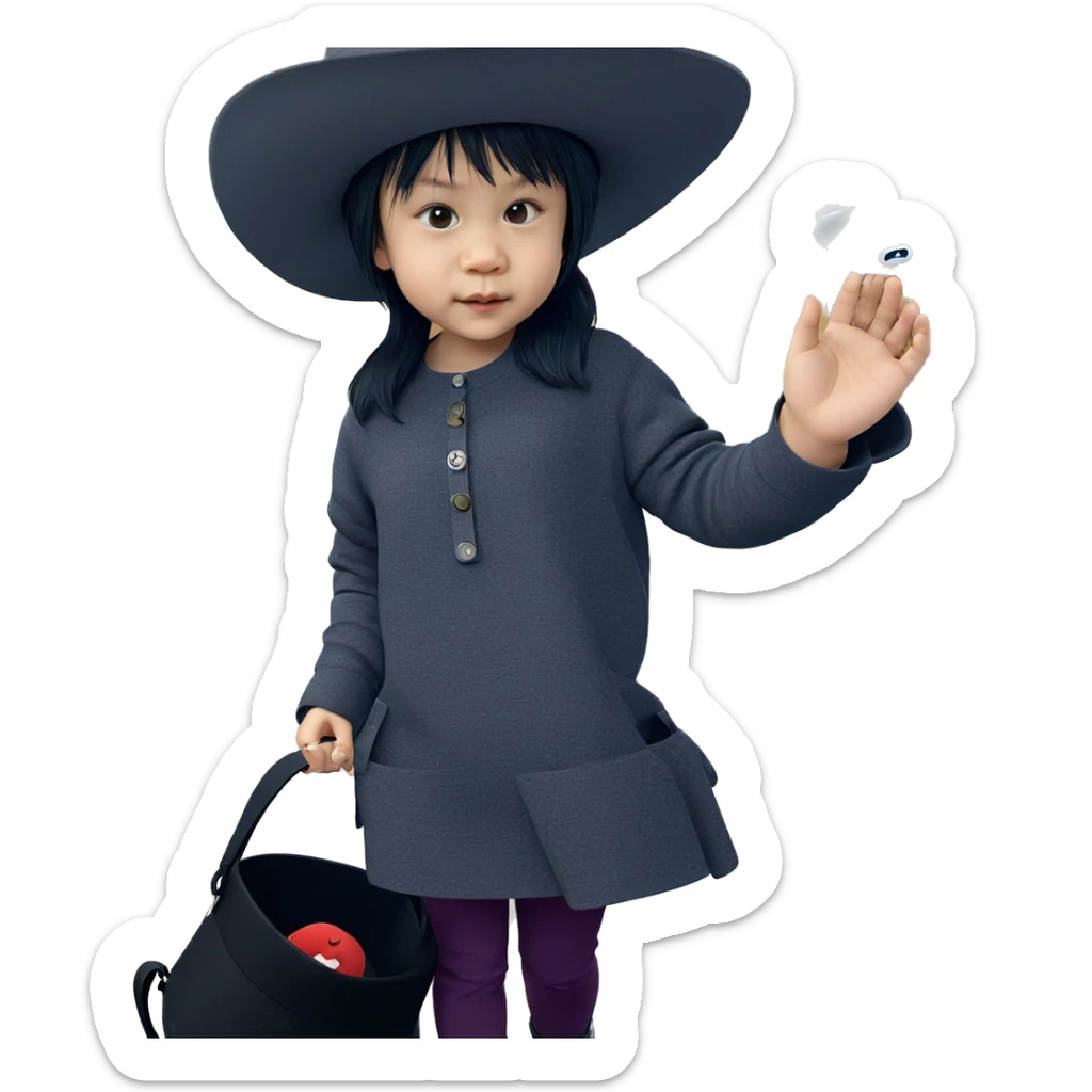 black haired girl in hat sticker
