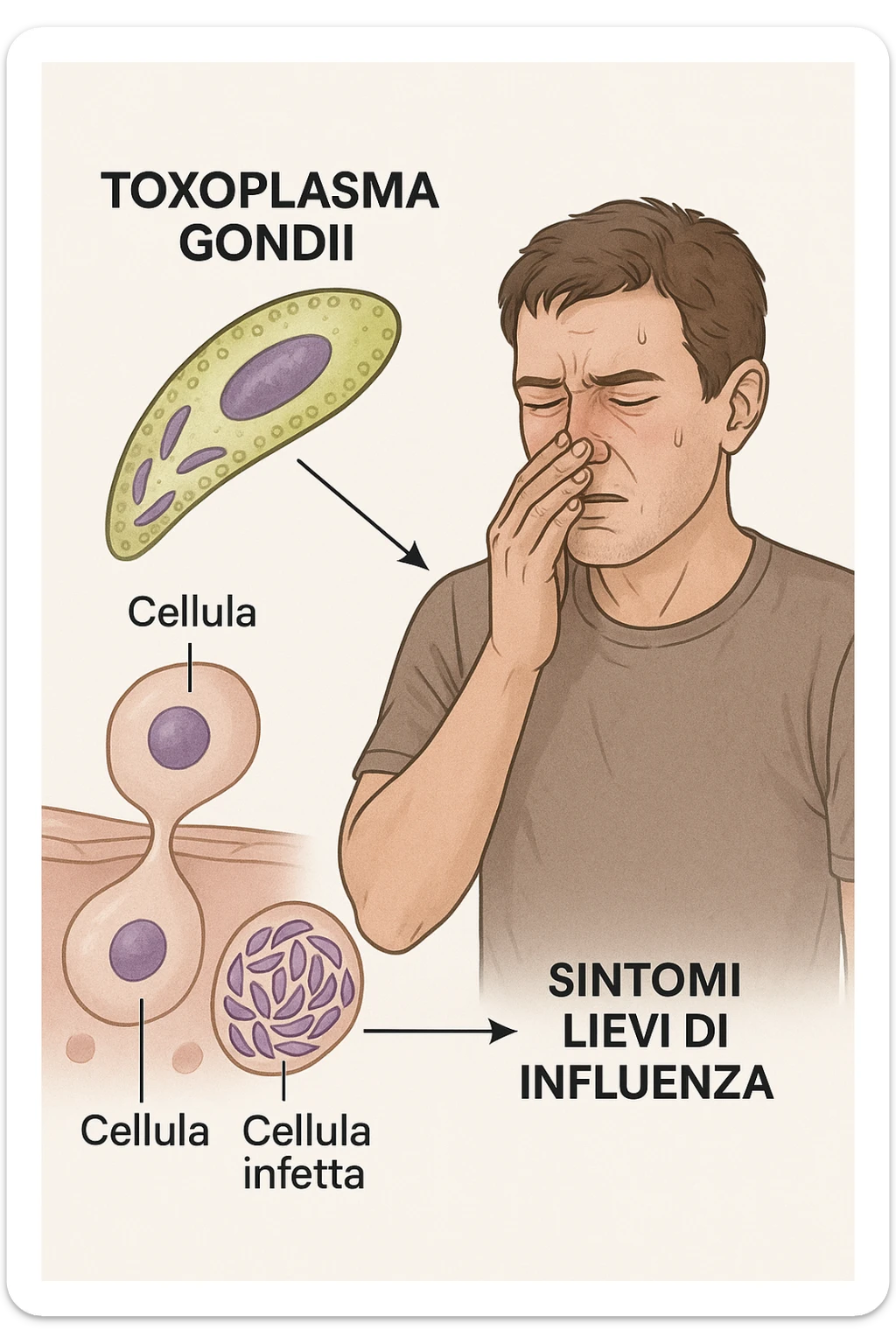 Toxoplasma gondii, infetta uomo ha sintomi solo di lieve influenza in italiano sticker