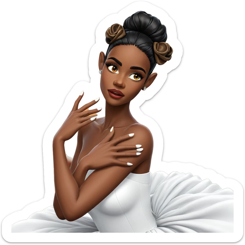 dark beauty in white dress sticker