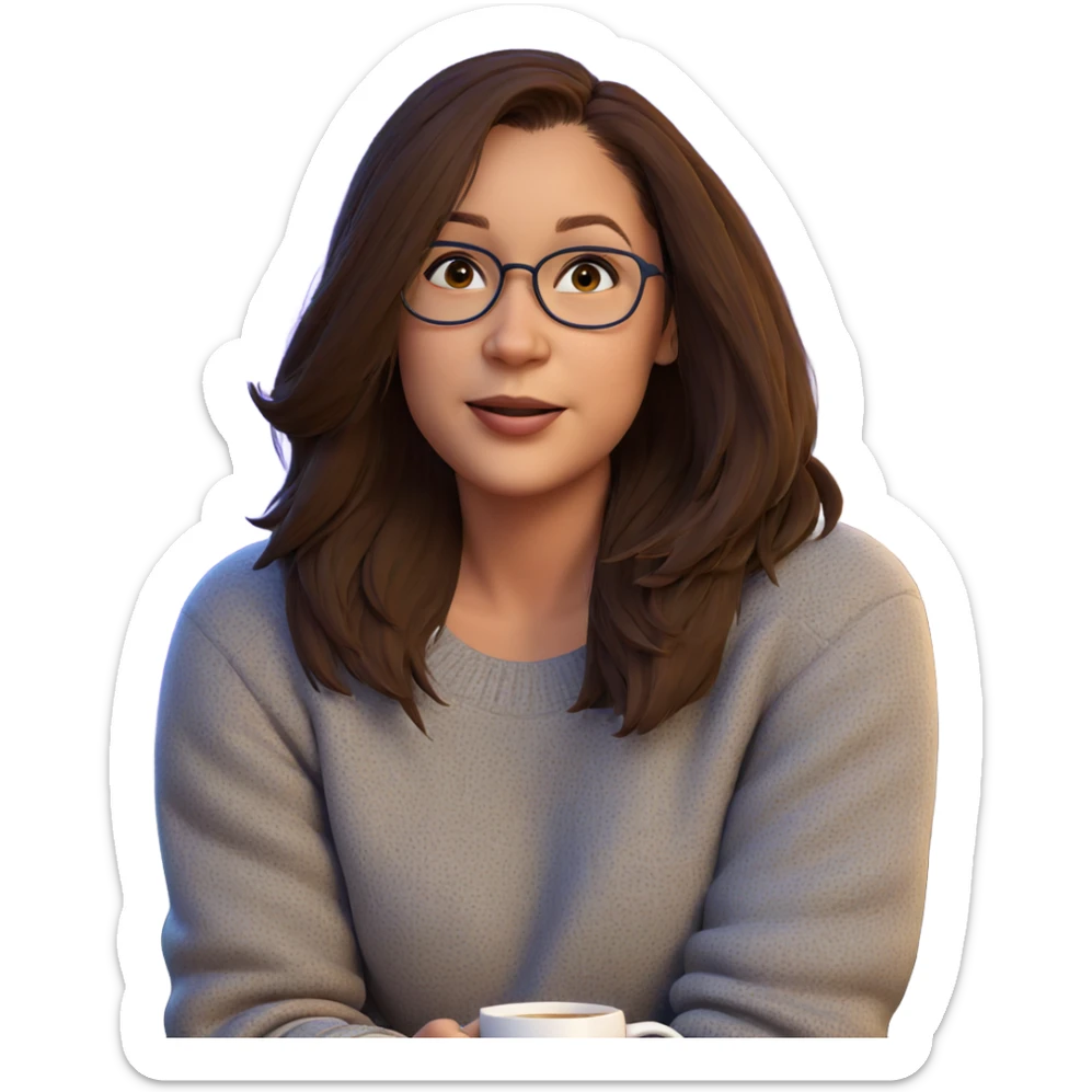 cozy girl with a cup sticker