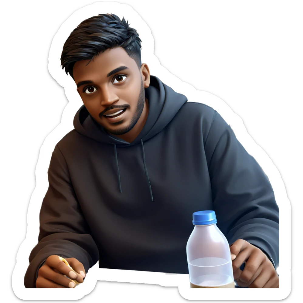 smiling boys sharing food indoors sticker