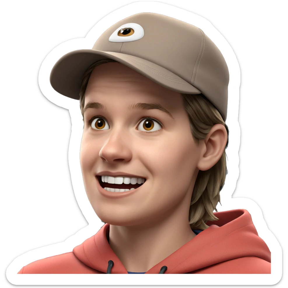 realistic portrait of boy wearing hat sticker