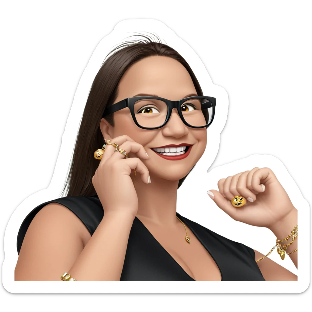 smiling girl with jewelry phone sticker