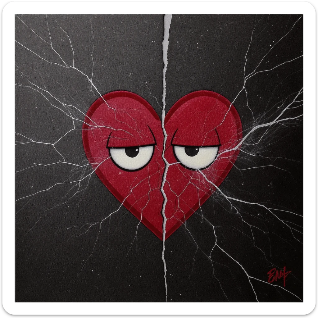 emo heart with a crack sticker