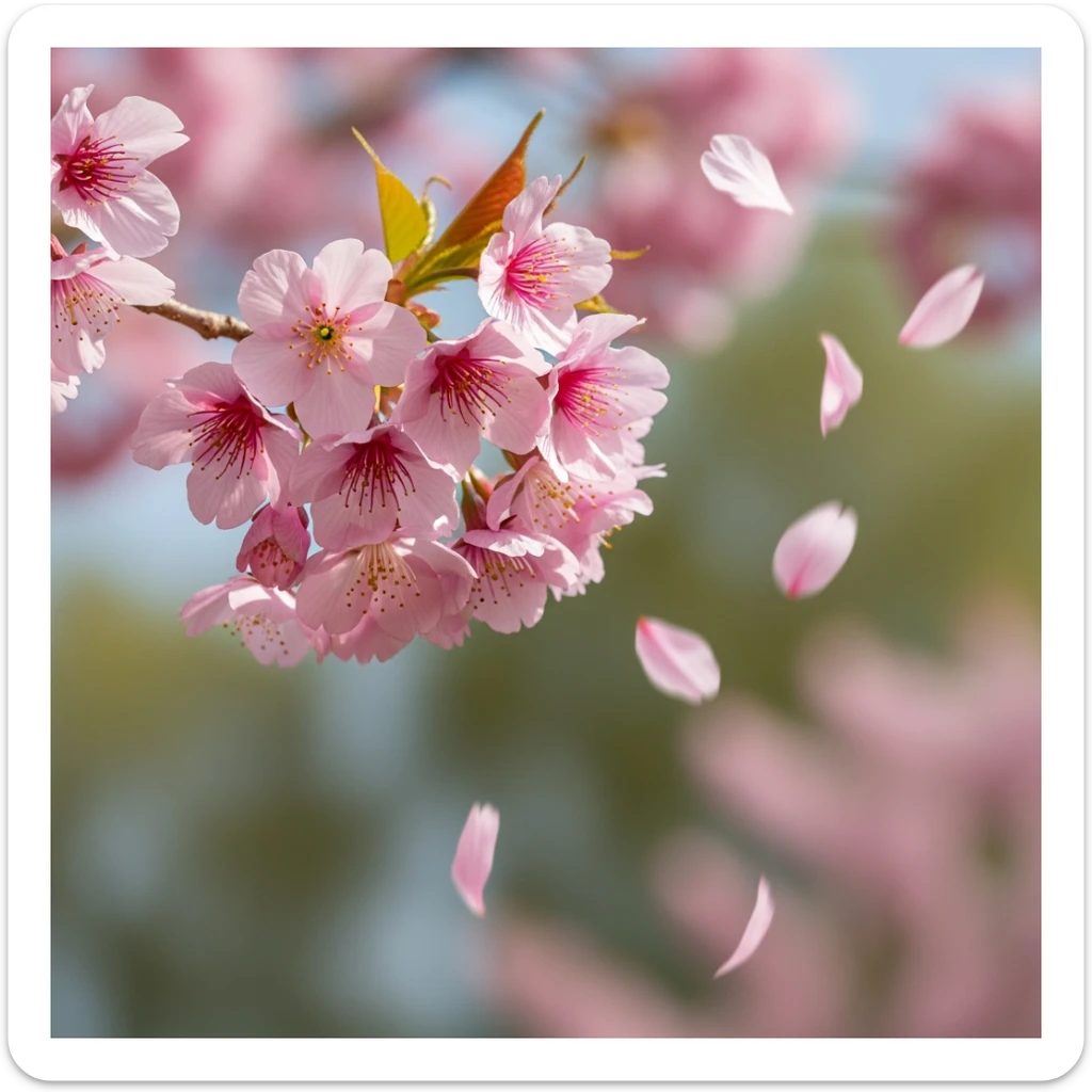 pink cherry blossom in the wind sticker