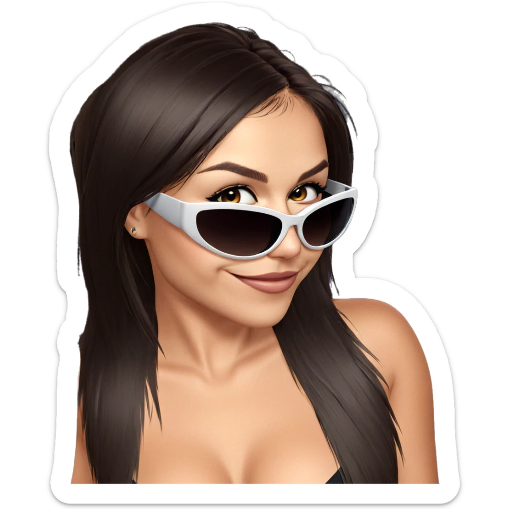 smiling girl with sunglasses sticker