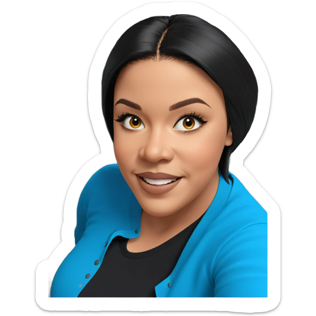 smiling girl in black shirt sticker