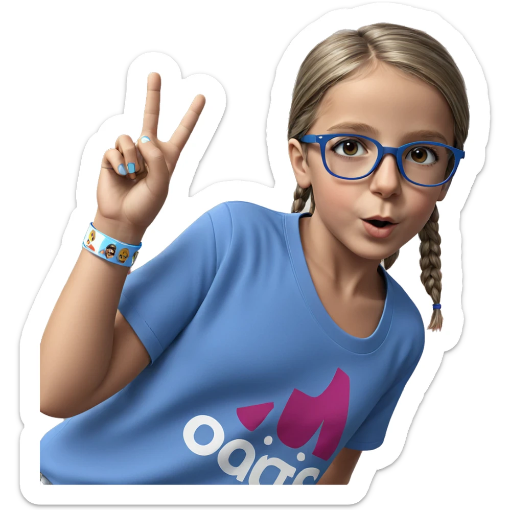 girl in blue shirt sunglasses sticker