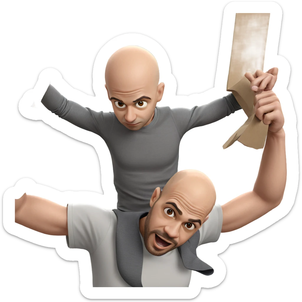 bald man carrying something sticker