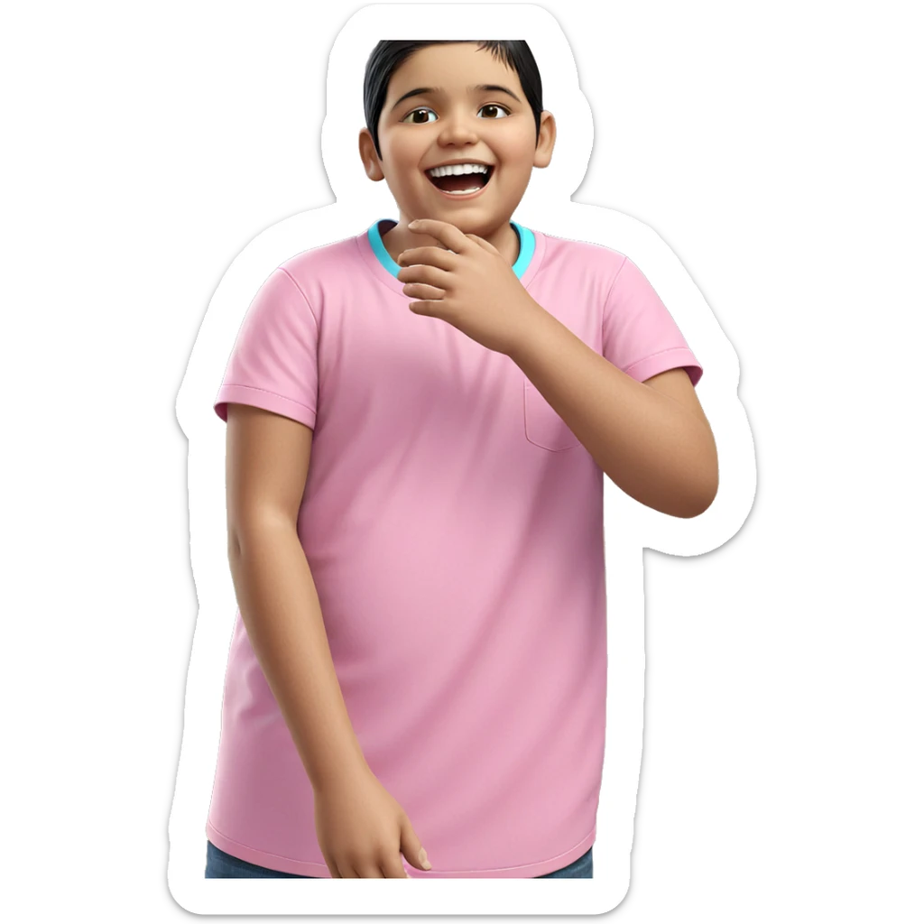 laughing boy in pink shirt sticker