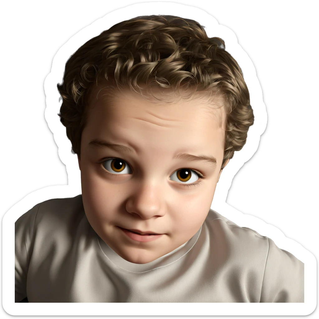 portrait of a young boy sticker