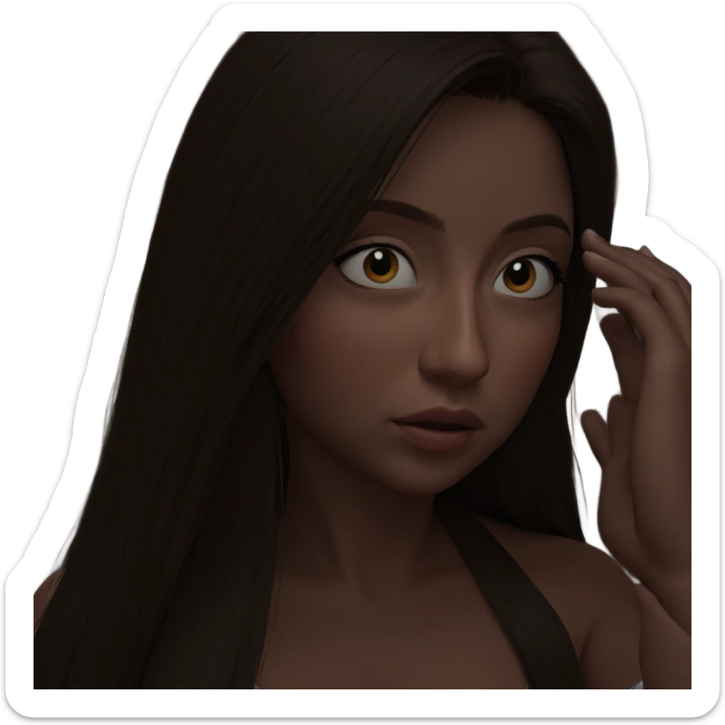 long haired girl gazing sticker