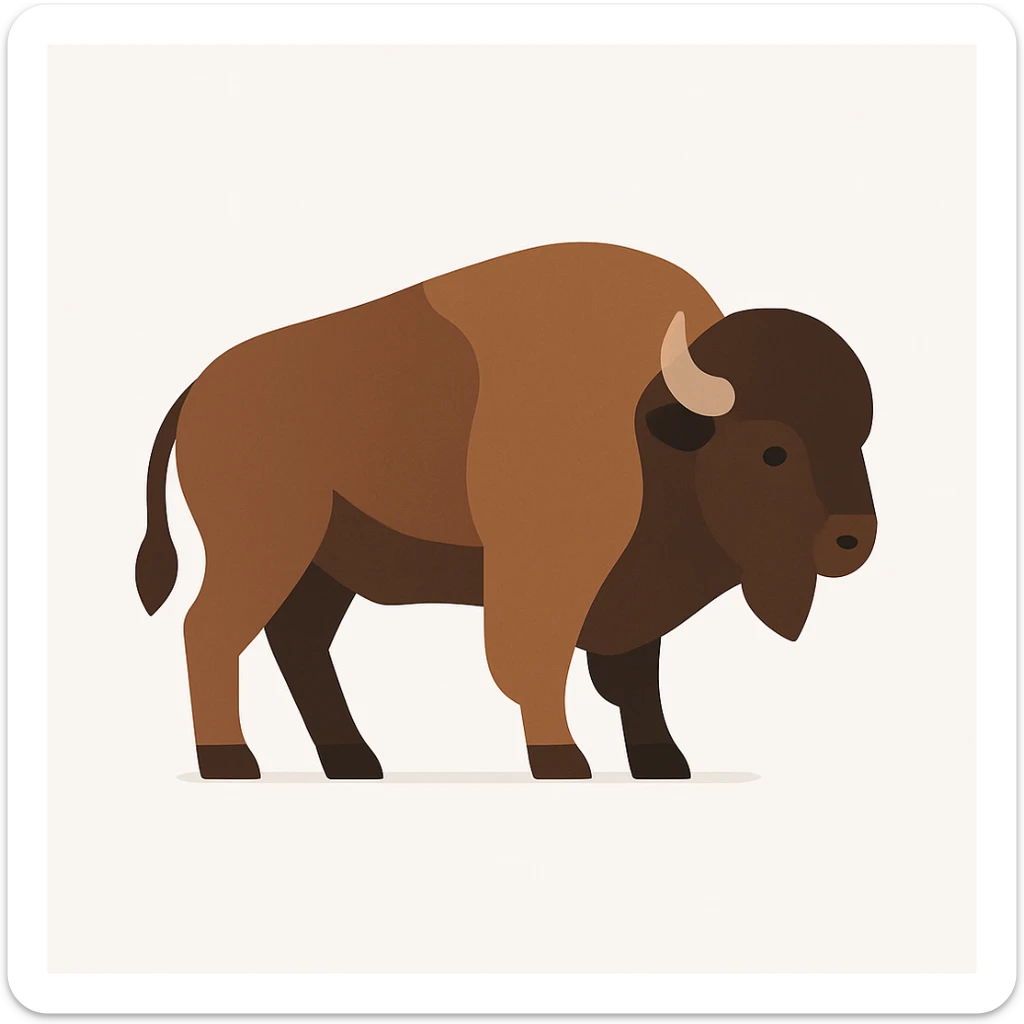 flat design style Bison white background sticker