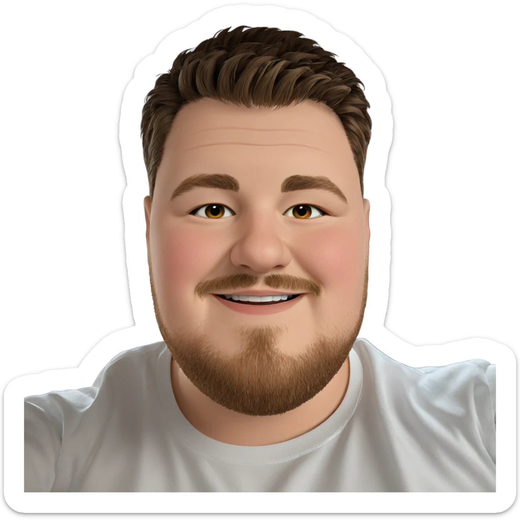 smiling boy in white shirt sticker