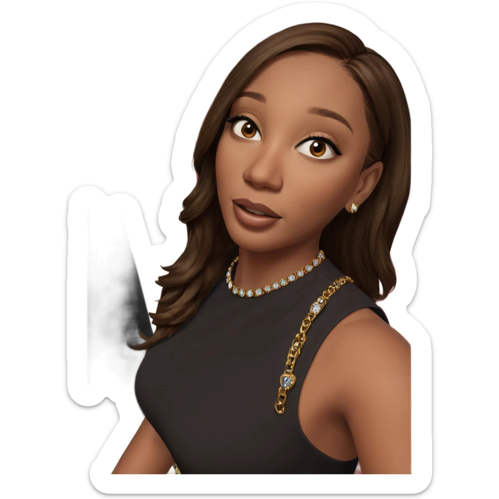 brown-haired girl with jewelry sticker