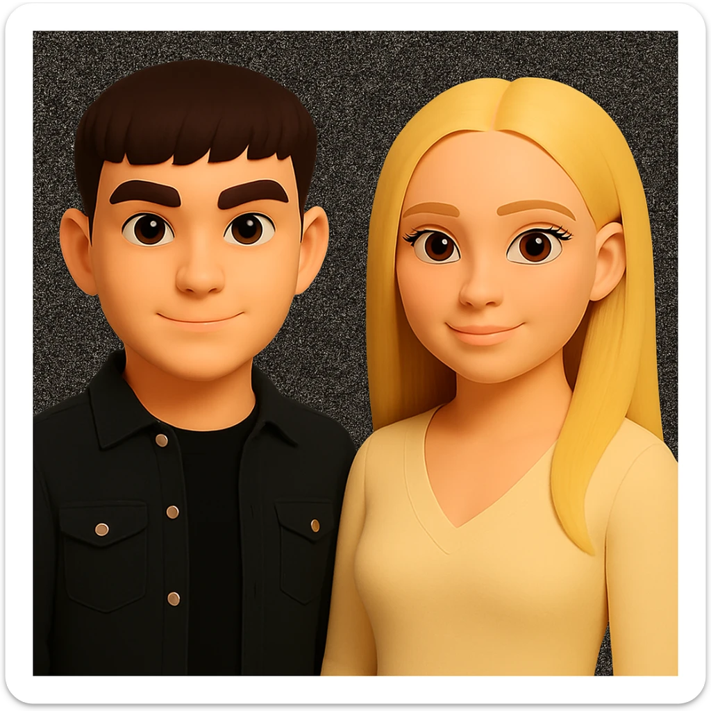 Make the people stand a little further apart from each other, preserving the original style and background. sticker