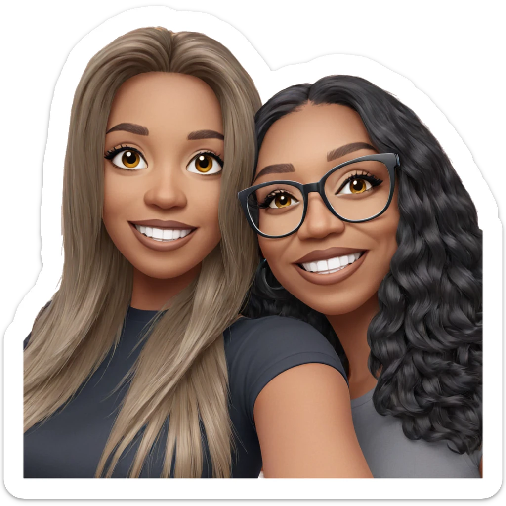 smiling girls in stylish accessories sticker