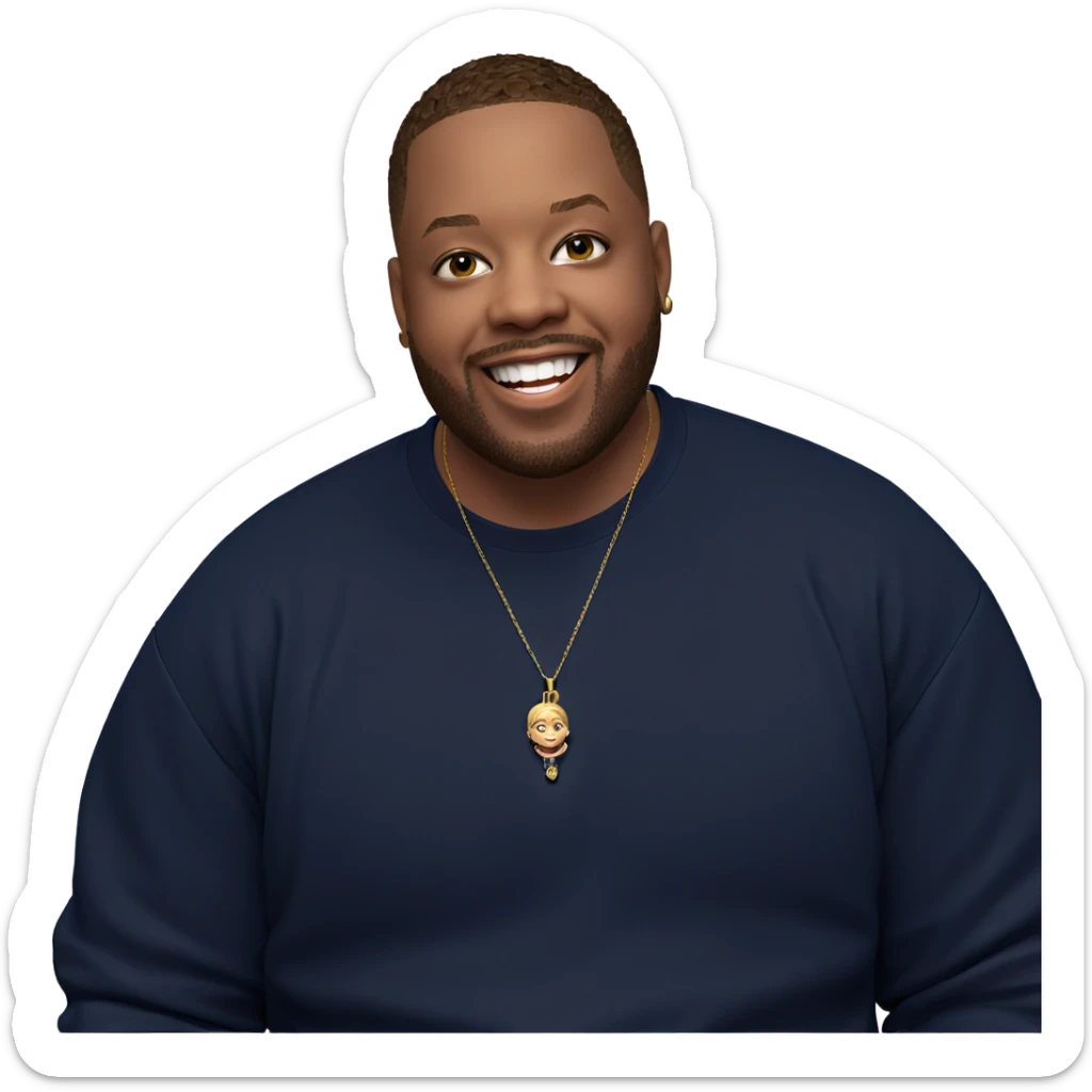 smiling boy with necklace sticker