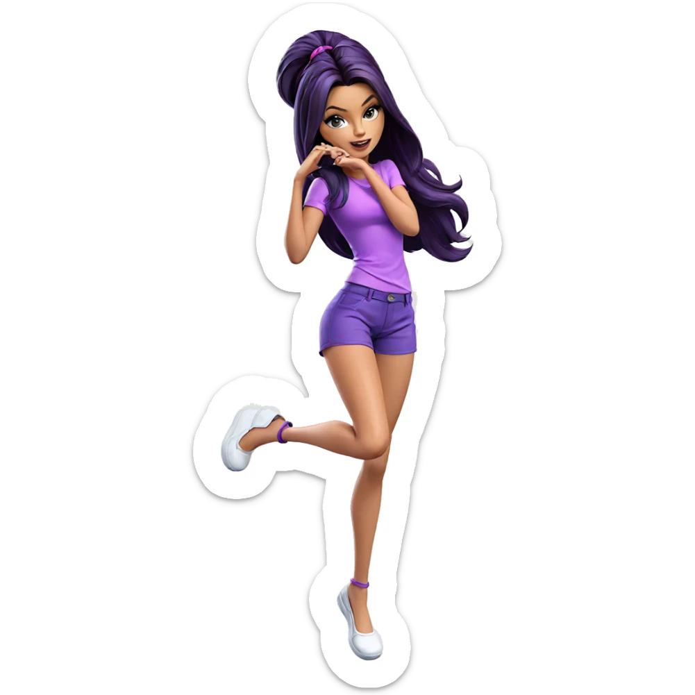 smiling girl in purple outfit sticker